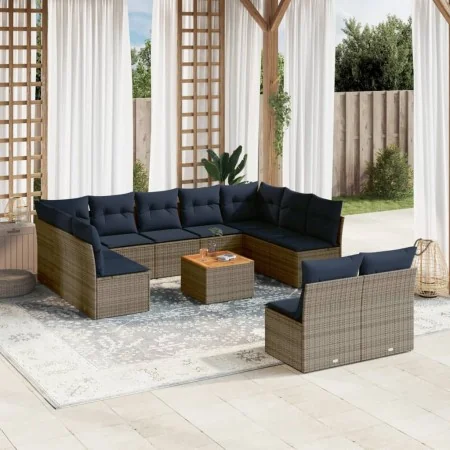 Set sofás de jardín con cojines 12 piezas ratán sintético gris by , Garden sets - Ref: Foro24-3256222, Price: 800,89 €, Disco...