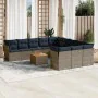 Set sofás de jardín con cojines 12 piezas ratán sintético gris by , Garden sets - Ref: Foro24-3256243, Price: 854,32 €, Disco...