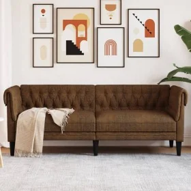 Sofá Chesterfield de 3 plazas tela marrón by , Sofas - Ref: Foro24-372564, Price: 368,18 €, Discount: %