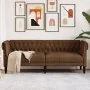 Sofá Chesterfield de 3 plazas tela marrón by , Sofas - Ref: Foro24-372564, Price: 368,18 €, Discount: %
