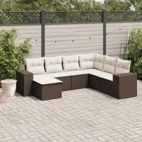 Juego de sofás de jardín 7 piezas con cojines ratán PE marrón by , Modular outdoor sofas - Ref: Foro24-3221702, Price: 474,42...
