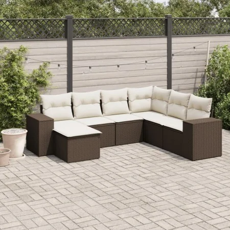 Juego de sofás de jardín 7 piezas con cojines ratán PE marrón von , Modulare Sofas für den Außenbereich - Ref: Foro24-3221702...