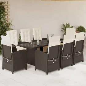 Set comedor para jardín 9 pzas y cojines ratán sintético marrón by , Garden sets - Ref: Foro24-3212491, Price: 1,00 €, Discou...