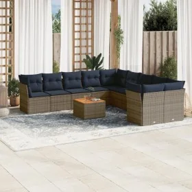 Set de sofás de jardín 11 pzas y cojines ratán sintético gris by , Garden sets - Ref: Foro24-3256187, Price: 775,60 €, Discou...