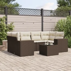 Juego de sofás de jardín 7 piezas con cojines ratán PE marrón by , Modular outdoor sofas - Ref: Foro24-3222322, Price: 493,14...