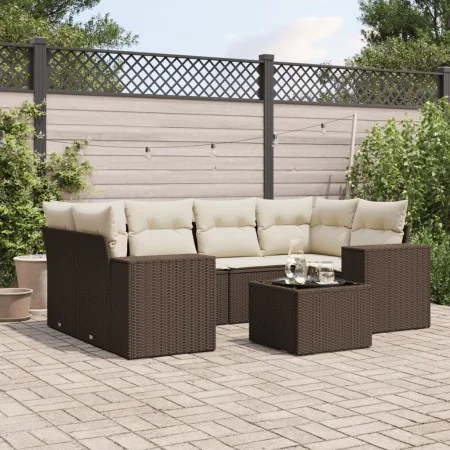 Juego de sofás de jardín 7 piezas con cojines ratán PE marrón by , Modular outdoor sofas - Ref: Foro24-3222322, Price: 493,14...