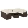 Set de sofás de jardín 10 pzas y cojines ratán sintético marrón von , Modulare Sofas für den Außenbereich - Ref: Foro24-32218...