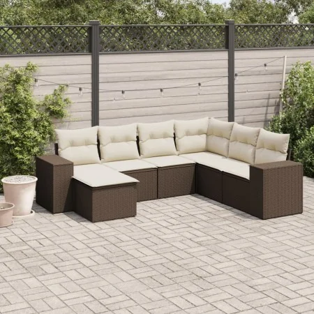 Juego de sofás de jardín 7 piezas con cojines ratán PE marrón by , Garden sets - Ref: Foro24-3222902, Price: 468,78 €, Discou...