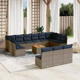 Set de sofás de jardín y cojines 14 pzas ratán sintético gris by , Garden sets - Ref: Foro24-3256236, Price: 1,00 €, Discount: %