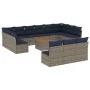 Set de sofás de jardín y cojines 14 pzas ratán sintético gris by , Garden sets - Ref: Foro24-3256236, Price: 1,00 €, Discount: %