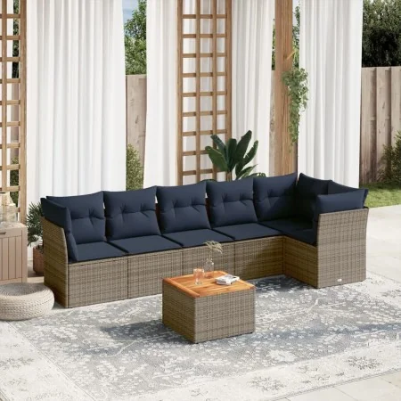 Set de sofás de jardín 7 pzas con cojines ratán sintético gris by , Garden sets - Ref: Foro24-3255984, Price: 500,67 €, Disco...