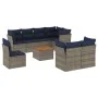 Set de sofás de jardín 9 pzas con cojines ratán sintético gris by , Garden sets - Ref: Foro24-3256075, Price: 669,18 €, Disco...