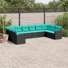 Set de sofás de jardín 10pzas con cojines ratán sintético negro by , Garden sets - Ref: Foro24-3219457, Price: 769,77 €, Disc...