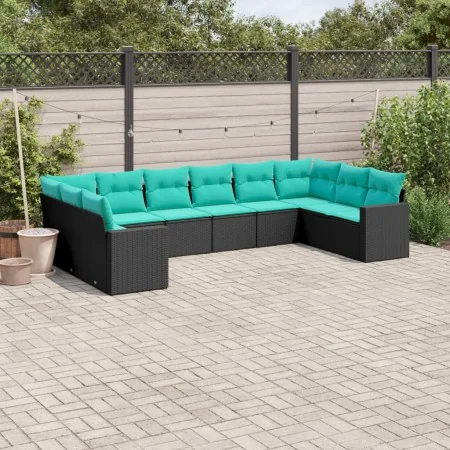 Set de sofás de jardín 10pzas con cojines ratán sintético negro by , Garden sets - Ref: Foro24-3219457, Price: 769,77 €, Disc...