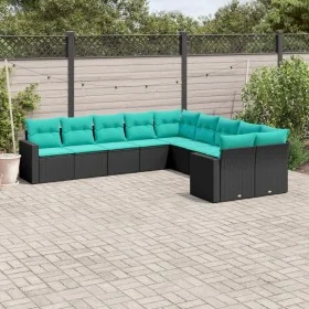 Set de sofás de jardín 10pzas con cojines ratán sintético negro by , Garden sets - Ref: Foro24-3219497, Price: 769,77 €, Disc...