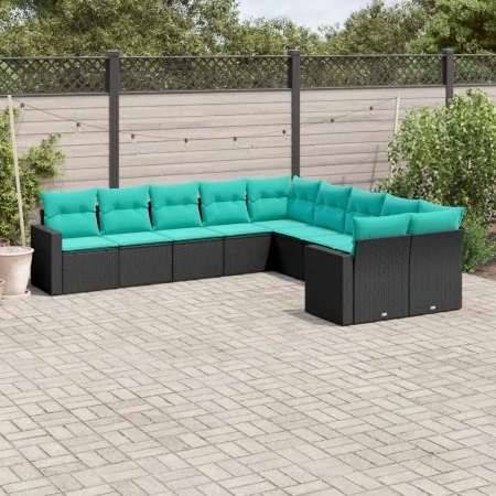 Set de sofás de jardín 10pzas con cojines ratán sintético negro von , Gartensets - Ref: Foro24-3219497, Preis: 769,77 €, Raba...