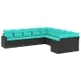 Set de sofás de jardín 10pzas con cojines ratán sintético negro von , Gartensets - Ref: Foro24-3219497, Preis: 769,77 €, Raba...
