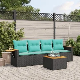 Set de sofás de jardín 5 pzas con cojines ratán sintético negro de , Conjuntos de jardín - Ref: Foro24-3226617, Precio: 376,4...