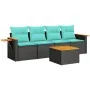 Set de sofás de jardín 5 pzas con cojines ratán sintético negro de , Conjuntos de jardín - Ref: Foro24-3226617, Precio: 376,4...