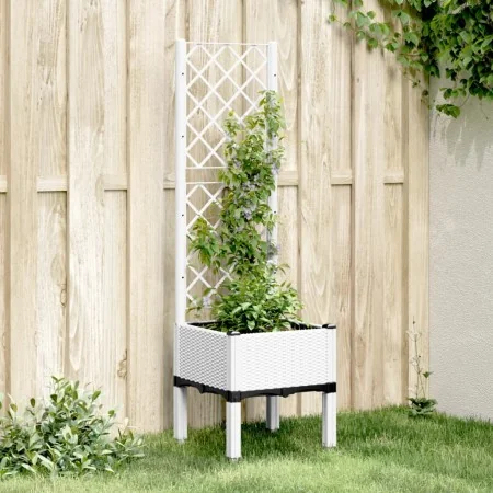 Jardinera con enrejado PP blanco 40x40x142 cm von , Töpfe und Pflanzgefäße - Ref: Foro24-367919, Preis: 57,09 €, Rabatt: %