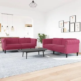 Juego de sofás 2 piezas terciopelo rojo tinto by , Sofas - Ref: Foro24-3209223, Price: 497,94 €, Discount: %