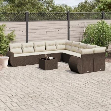 Set de sofás de jardín 11 pzas cojines ratán sintético marrón von , Modulare Sofas für den Außenbereich - Ref: Foro24-3221922...