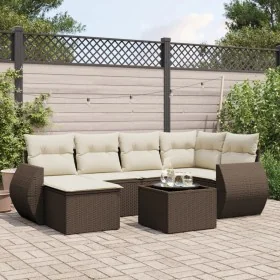 Juego de sofás de jardín 7 piezas con cojines ratán PE marrón von , Modulare Sofas für den Außenbereich - Ref: Foro24-3221672...