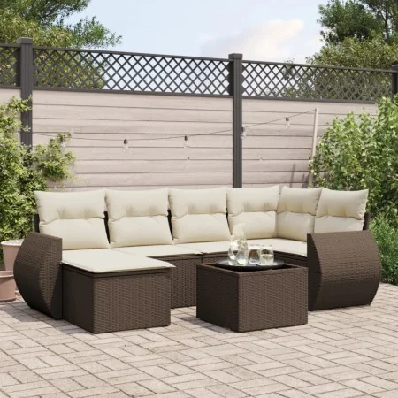 Juego de sofás de jardín 7 piezas con cojines ratán PE marrón von , Modulare Sofas für den Außenbereich - Ref: Foro24-3221672...