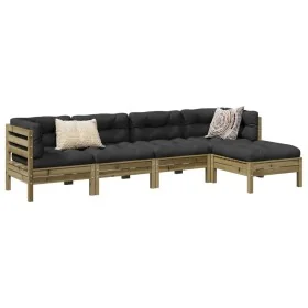Set de sofás jardín 5 pzas con cojines madera pino impregnada by , Garden sets - Ref: Foro24-3299395, Price: 458,60 €, Discou...