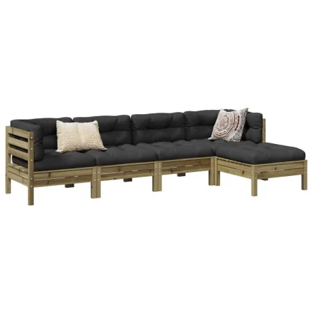 Set de sofás jardín 5 pzas con cojines madera pino impregnada von , Gartensets - Ref: Foro24-3299395, Preis: 458,60 €, Rabatt: %