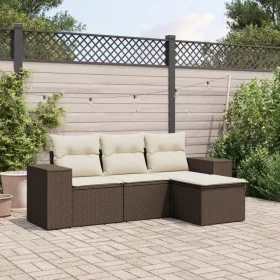 Set de sofás de jardín 4 pzas y cojines ratán sintético marrón by , Modular outdoor sofas - Ref: Foro24-3222472, Price: 273,5...