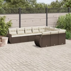 Set de sofás de jardín 10 pzas y cojines ratán sintético marrón by , Modular outdoor sofas - Ref: Foro24-3221892, Price: 681,...