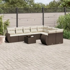 Set de sofás de jardín 10 pzas y cojines ratán sintético marrón by , Modular outdoor sofas - Ref: Foro24-3221852, Price: 669,...