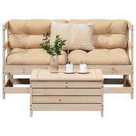 Juego de sofás de jardín 3 piezas madera maciza de pino by , Garden sets - Ref: Foro24-3250752, Price: 170,71 €, Discount: %