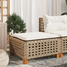 Taburete de jardín y cojín ratán sintético beige 63,5x56x32 cm von , Hocker für den Außenbereich - Ref: Foro24-365934, Preis:...