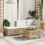 Taburete de jardín y cojín ratán sintético beige 63,5x56x32 cm von , Hocker für den Außenbereich - Ref: Foro24-365934, Preis:...