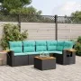 Set of 6 garden sofas with cushions synthetic rattan black by , Garden sets - Ref: Foro24-3226792, Price: 466,84 €, Discount: %
