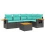 Set of 6 garden sofas with cushions synthetic rattan black by , Garden sets - Ref: Foro24-3226792, Price: 466,84 €, Discount: %