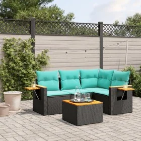 Set de sofás de jardín 5 pzas con cojines ratán sintético negro von , Gartensets - Ref: Foro24-3226778, Preis: 395,90 €, Raba...