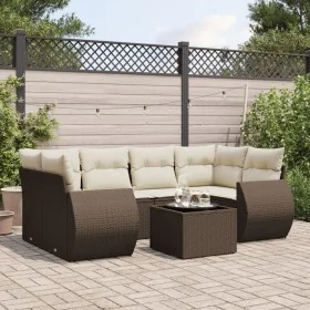 Juego de sofás de jardín 7 piezas con cojines ratán PE marrón by , Garden sets - Ref: Foro24-3253460, Price: 495,00 €, Discou...