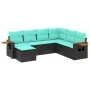 Set de sofás de jardín 7 pzas con cojines ratán sintético negro by , Garden sets - Ref: Foro24-3227044, Price: 539,18 €, Disc...