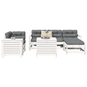 Set of garden sofas 7 pcs solid pine wood white by , Garden sets - Ref: Foro24-3250545, Price: 492,22 €, Discount: %