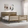 Honey brown solid wood bed frame and headboard 200x200 cm by vidaXL, Beds and slatted bases - Ref: Foro24-3194334, Price: 185...