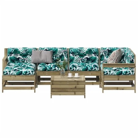 Juego de muebles jardín 7 pzas y cojines madera pino impregnada by , Garden sets - Ref: Foro24-3250939, Price: 662,72 €, Disc...