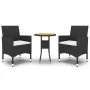 Set de bistró jardín 3 pzas ratán sintético madera maciza negro by , Garden sets - Ref: Foro24-3095907, Price: 191,22 €, Disc...