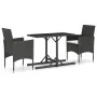 Set de comedor de jardín 3 pzas ratán PE vidrio templado negro by , Garden sets - Ref: Foro24-3095930, Price: 206,92 €, Disco...
