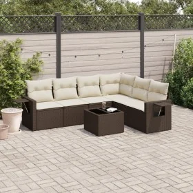 Juego de sofás de jardín 7 piezas con cojines ratán PE marrón by , Garden sets - Ref: Foro24-3220222, Price: 461,45 €, Discou...