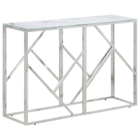 Mesa consola acero inoxidable plateado y vidrio templado de , Mesas auxiliares - Ref: Foro24-349995, Precio: 174,26 €, Descue...