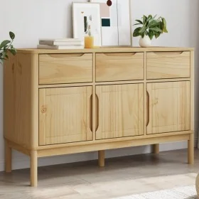 Aparador FLORO madera maciza de pino marrón cera 114x43x74 cm by , Sideboards - Ref: Foro24-374023, Price: 216,00 €, Discount: %