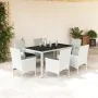 Set comedor jardín 7 pzas cojines ratán sintético vidrio blanco von , Gartensets - Ref: Foro24-3278582, Preis: 554,58 €, Raba...